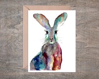 Bunny Rabbit, Easter Blank Note Card Set Watercolor (Set of 8 cards)