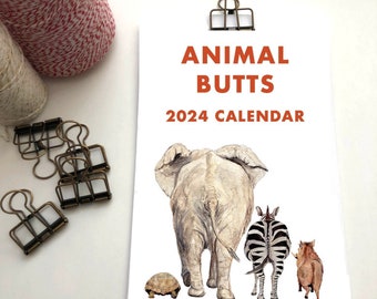 2024 Wall Calendar // Funny Animal Butts Calendar // Desk Calendar // Kids Calendar // Safari Calendar