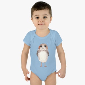 Porg Baby Jersey Bodysuit Onesie // Nerdy Onesie image 1