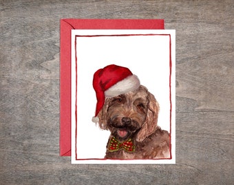 Ensemble de cartes de Noël Labradoodle // Ensemble de cartes de Noël Doodle // Ensemble de cartes de Noël pour chiens (8 cartes)