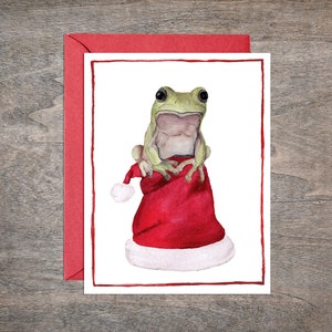 Lot de cartes de Noël grenouille//lot de cartes de Noël grenouille//lot de cartes de Noël amphibiens (8 cartes)