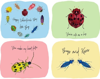 PRINT AT HOME Love Bug Pun Valentine's Day Cards // Insect Pun Card // Kids Valentines // pdf