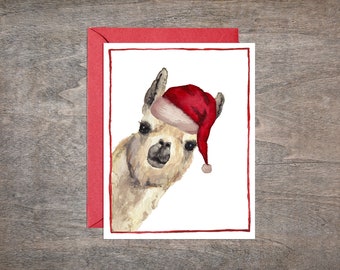 Llama Christmas Card Set // Alpaca Christmas Card Set // Set of 8 cards
