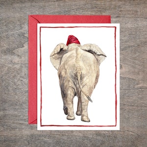 Conjunto de tarjetas de Navidad de elefante // Conjunto de 8 tarjetas navideñas