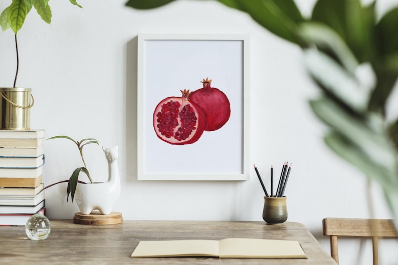 Pomegranate Watercolor Painting art print image 1