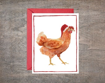 Chicken Christmas Card Set // Set of 8 Holiday cards