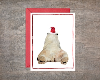 Tarjeta de Navidad del Oso Polar // Tarjeta de Navidad Animal // Trasero del Oso Polar