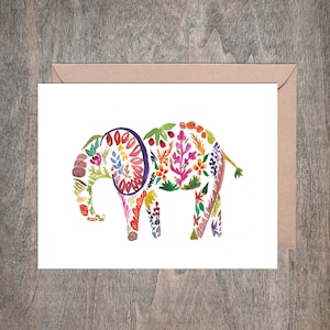 Ensemble de cartes de correspondance éléphant aquarelle (lot de 8 cartes) // Cartes de correspondance