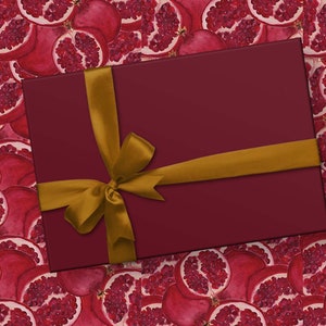 Papel de regalo de granada // Papel de regalo de frutas // Papel de regalo navideño // Hojas de papel de regalo imagen 2