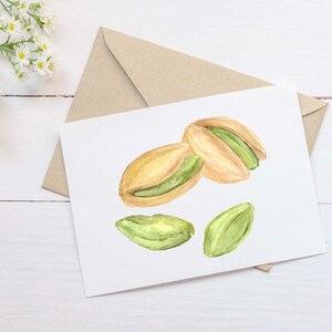 Conjunto de cartões de nota de pistache aquarela (conjunto de 8 cartões) | Cartão de felicitações de comida de nozes