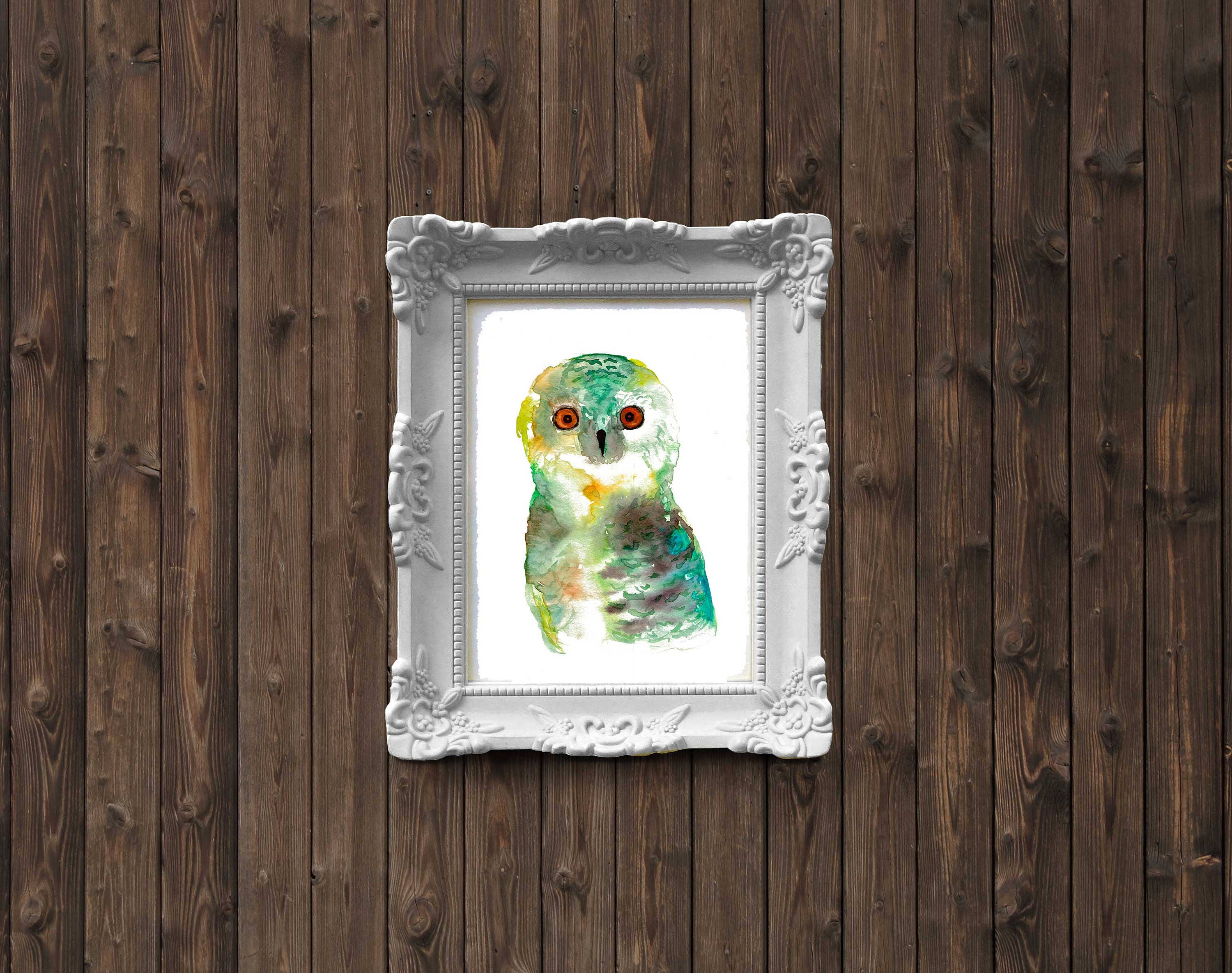Owl Watercolor Painting - art print