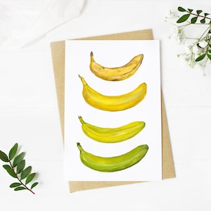 Bananas Life Cycle Note Card Set Watercolor (Set of 8 cards) |  Fruit Greeting Card