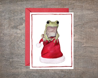 Frog Christmas Card // Animal Christmas Card // Amphibian