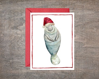 Manatee Christmas Card // Ocean Animal Christmas Card