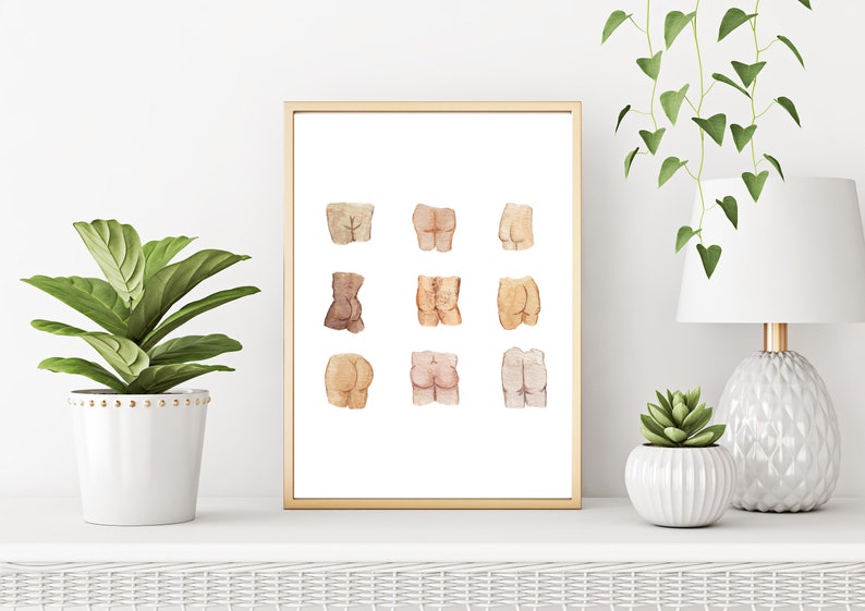DOWNLOAD Butts Watercolor Painting art print printable instant digital download image 1