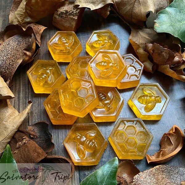 12x Honeycomb Soap Natural Clear Honey Scent SLS FREE Handmade Beehive Wash Bar UK