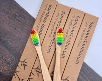 Eco Friendly Bamboo Toothbrush SET of 2 Biodegradable Natural Medium Bristles