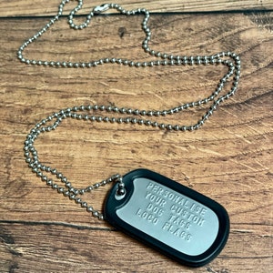 Personalised DOG TAG Embossed Tags Army ID Free Engraving Chain Custom ...