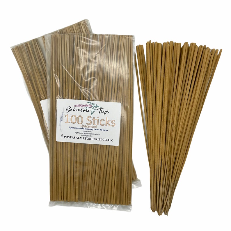 UNSCENTED Incense Sticks 100 Handmade Raw Indian incenses Packet Wooden Unfragranced Natural DIY image 1