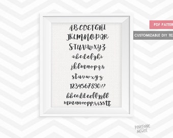 NEW SUCIA ALPHABET counted cross stitch pattern, diy modern font, whole stitches only & backstitched