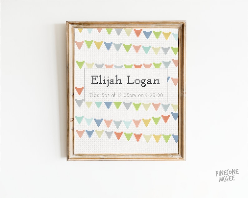 BABY BANNER ANNOUNCEMENT counted cross stitch pattern baby ...