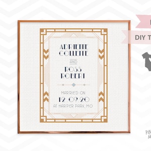 ART DECO WEDDING record counted cross stitch pattern diy pdf