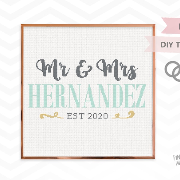 MR & MRS Wedding Record Zählmuster Kreuzstichmuster, Mr Mr, Mrs Mrs und Mr Mrs Bridal Shower DIY Geschenk pdf