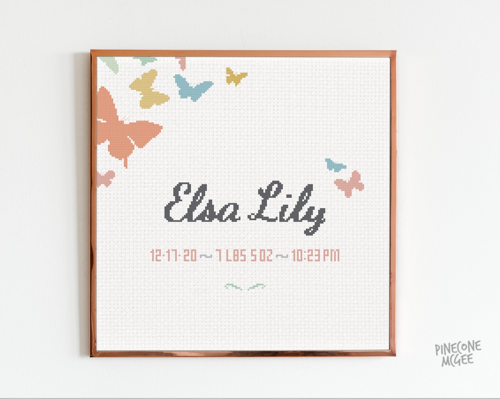 BUTTERFLY BIRTH ANNOUNCEMENT Counted Cross Stitch Pattern Etsy