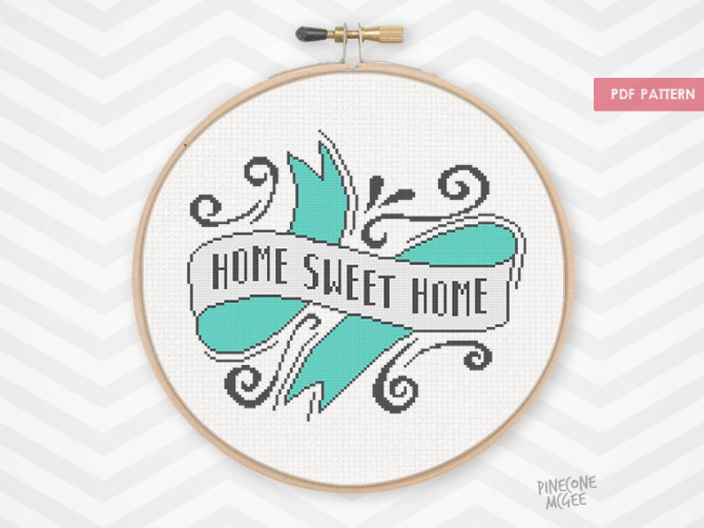 HOME SWEET HOME counted cross stitch pattern modern home | Etsy