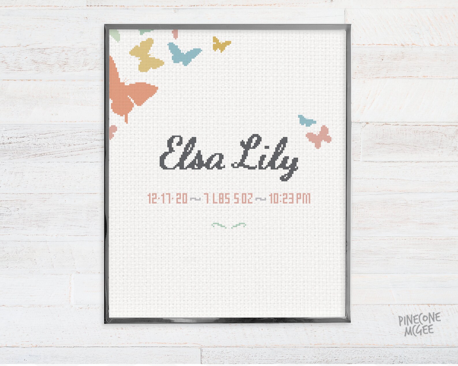 BUTTERFLY BIRTH ANNOUNCEMENT Counted Cross Stitch Pattern Etsy