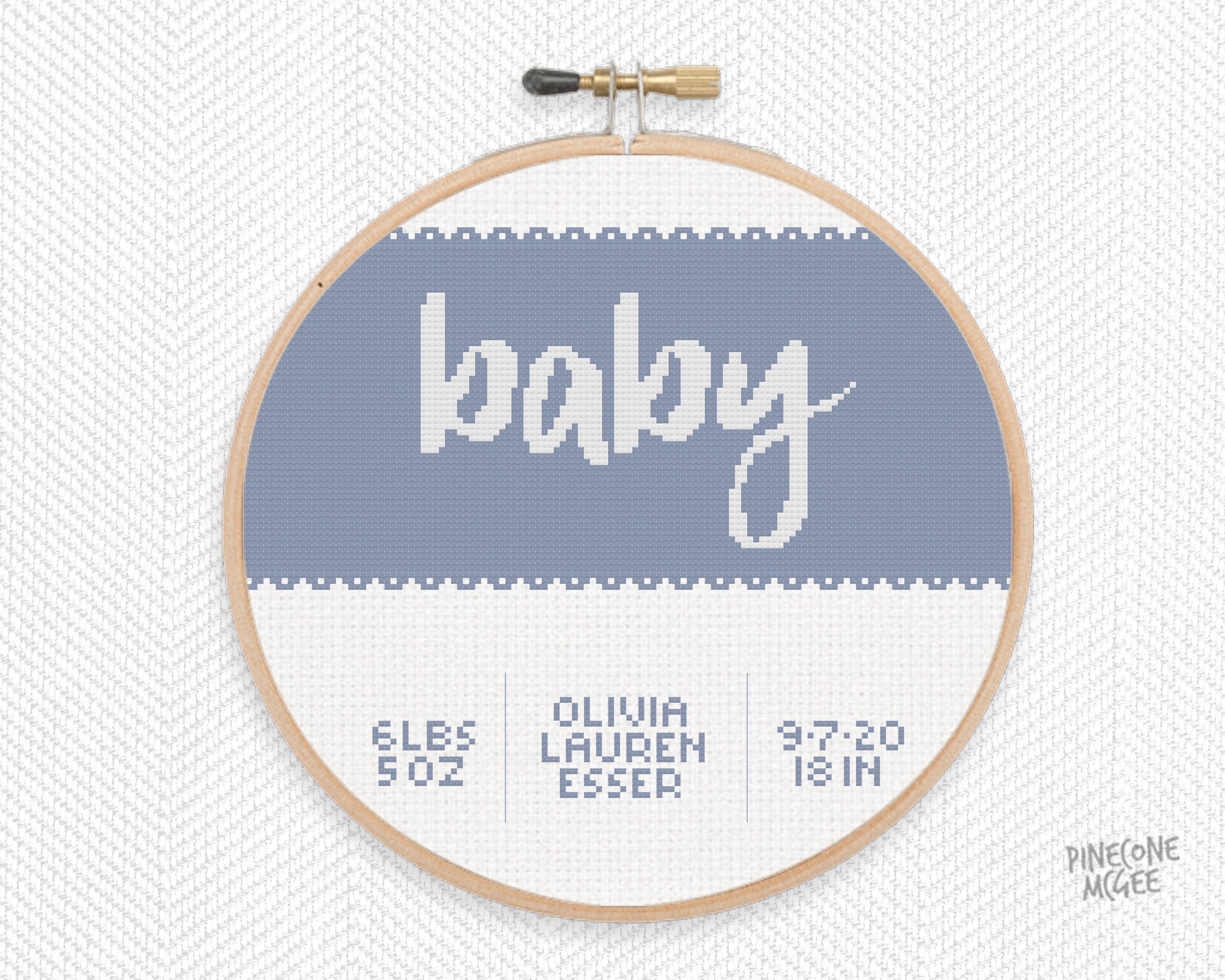 RIBBON BIRTH ANNOUNCEMENT counted cross stitch pattern new Etsy