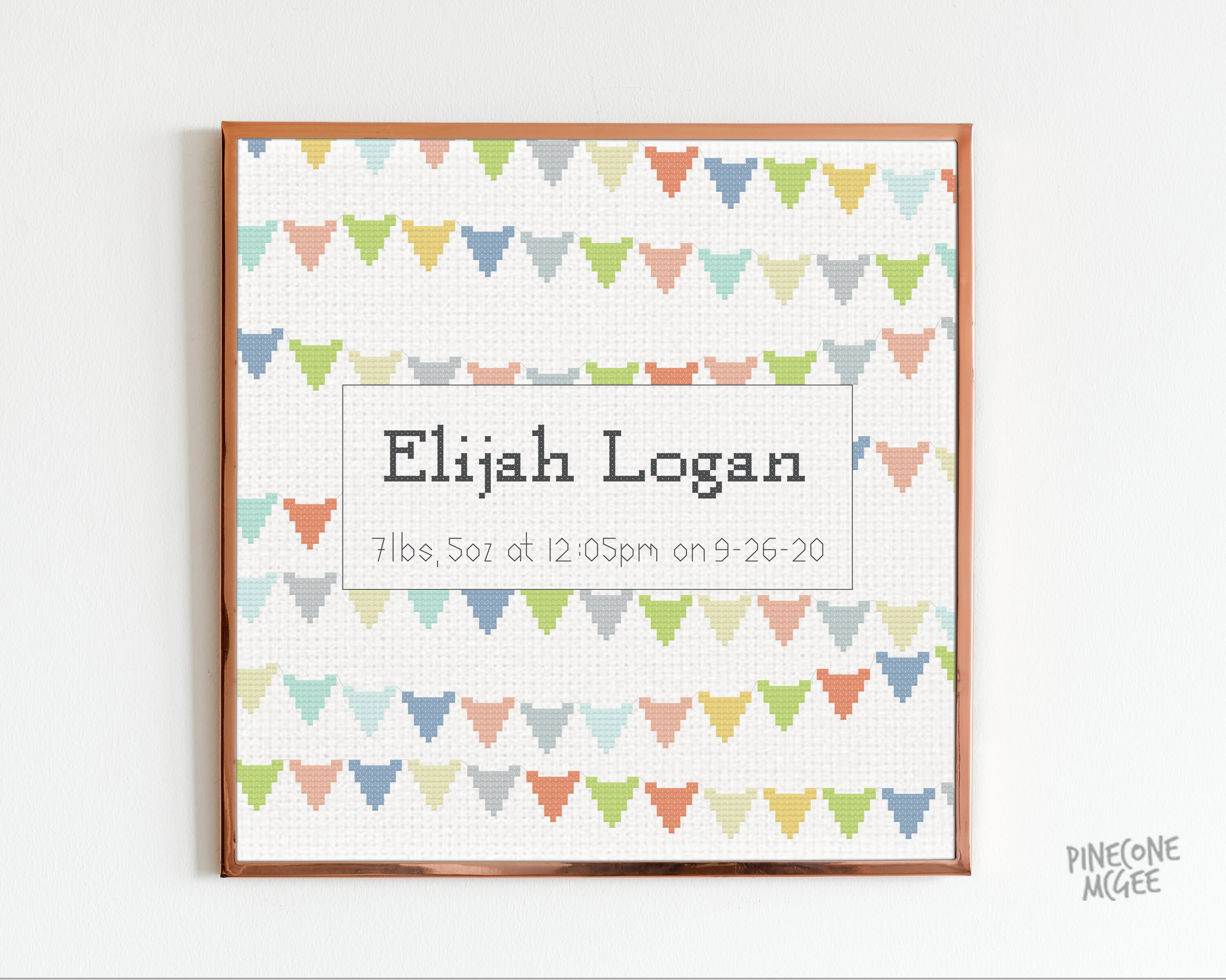 BABY BANNER ANNOUNCEMENT Counted Cross Stitch Pattern, Baby Boy Shower ...