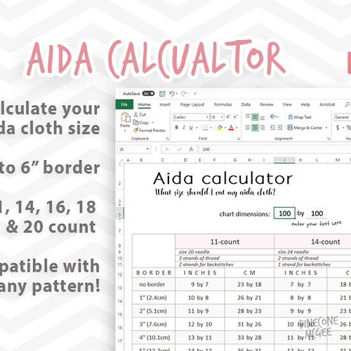 NEW AIDA BORDER Calculator Microsoft Excel Document Cross Etsy