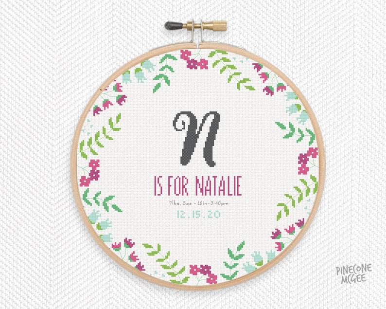 JUNGLE PRETTY BABY announcement counted cross stitch ...
