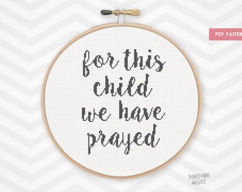 WE HAVE PRAYED counted cross stitch pattern, easy baby nursery bible quote xstitch pdf