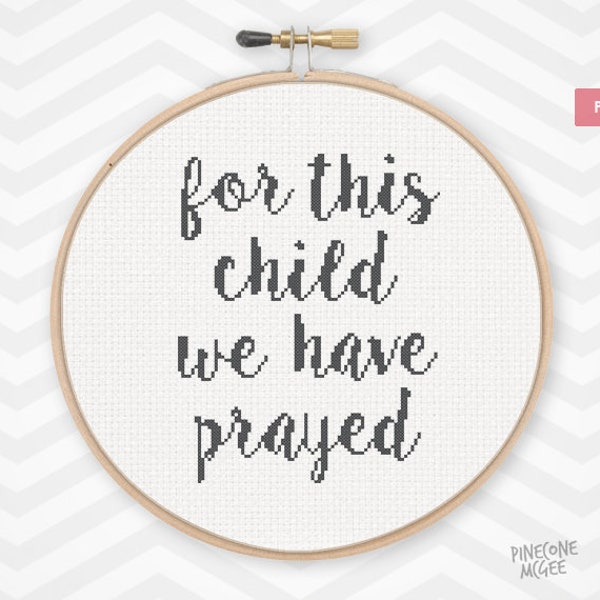 WE HAVE PRAYED counted cross stitch pattern, easy baby nursery bible quote xstitch pdf