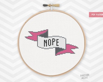 NOPE counted cross stitch pattern, easy & funny xstitch pdf