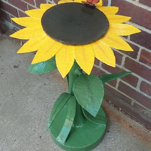 Handcrafted Sunflower Side Table with Secret Compartment - Water-Resistant & Eco-Friendly
