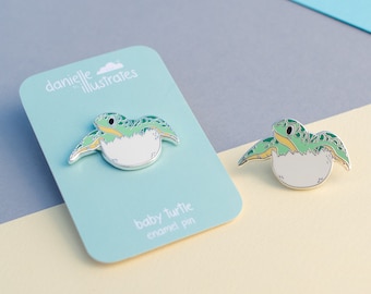 Baby Turtle Silver Plated Enamel Pin - Wildlife Conservation - Lapel Pin - Cute Gift