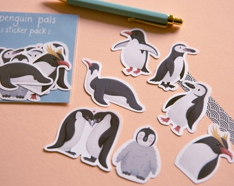 Penguin Pals Sticker Pack - Cute Vinyl Stickers - Cute Animal Die Cut Sticker