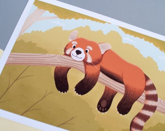 Red Panda Art Print - Wildlife Conservation - Cute Animal Illustration