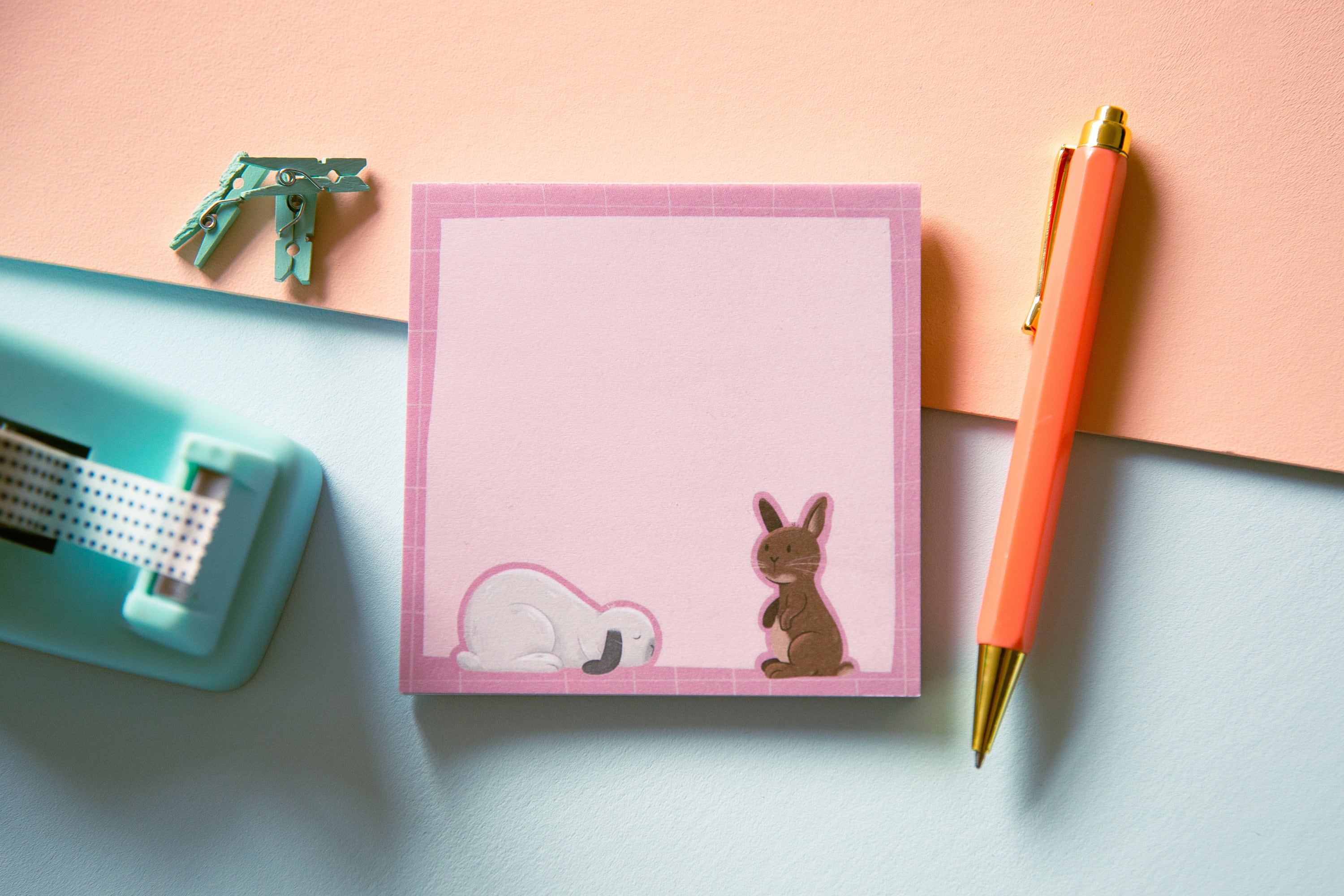 Bun Notes Memo Pad Cute Animal Desk Stationery Rabbit Etsy