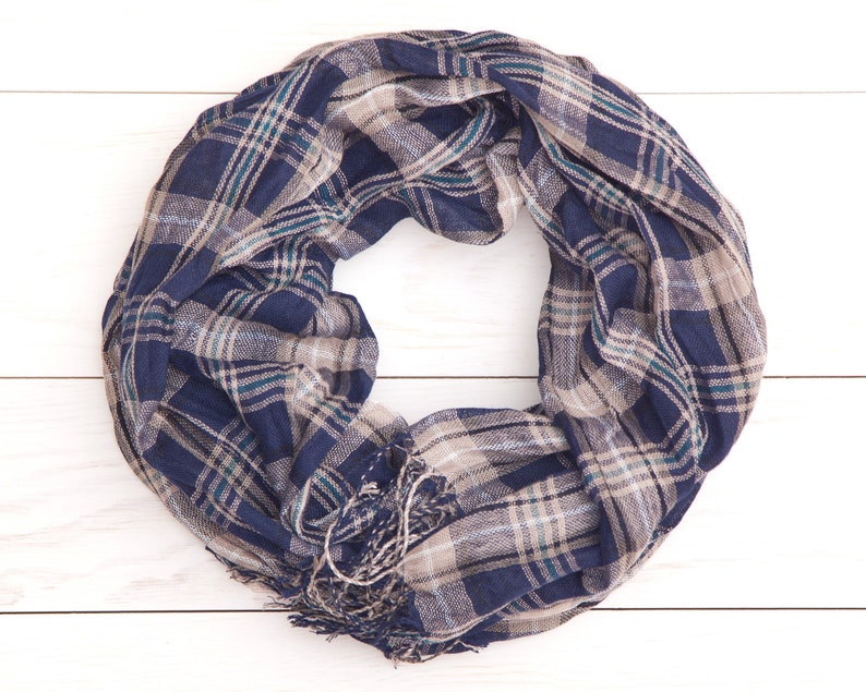 blue checkered scarf
