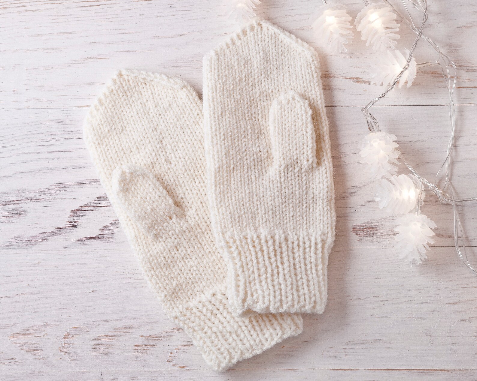 White Knit Mittens Christmas Gifts for Women Winter Gloves Etsy