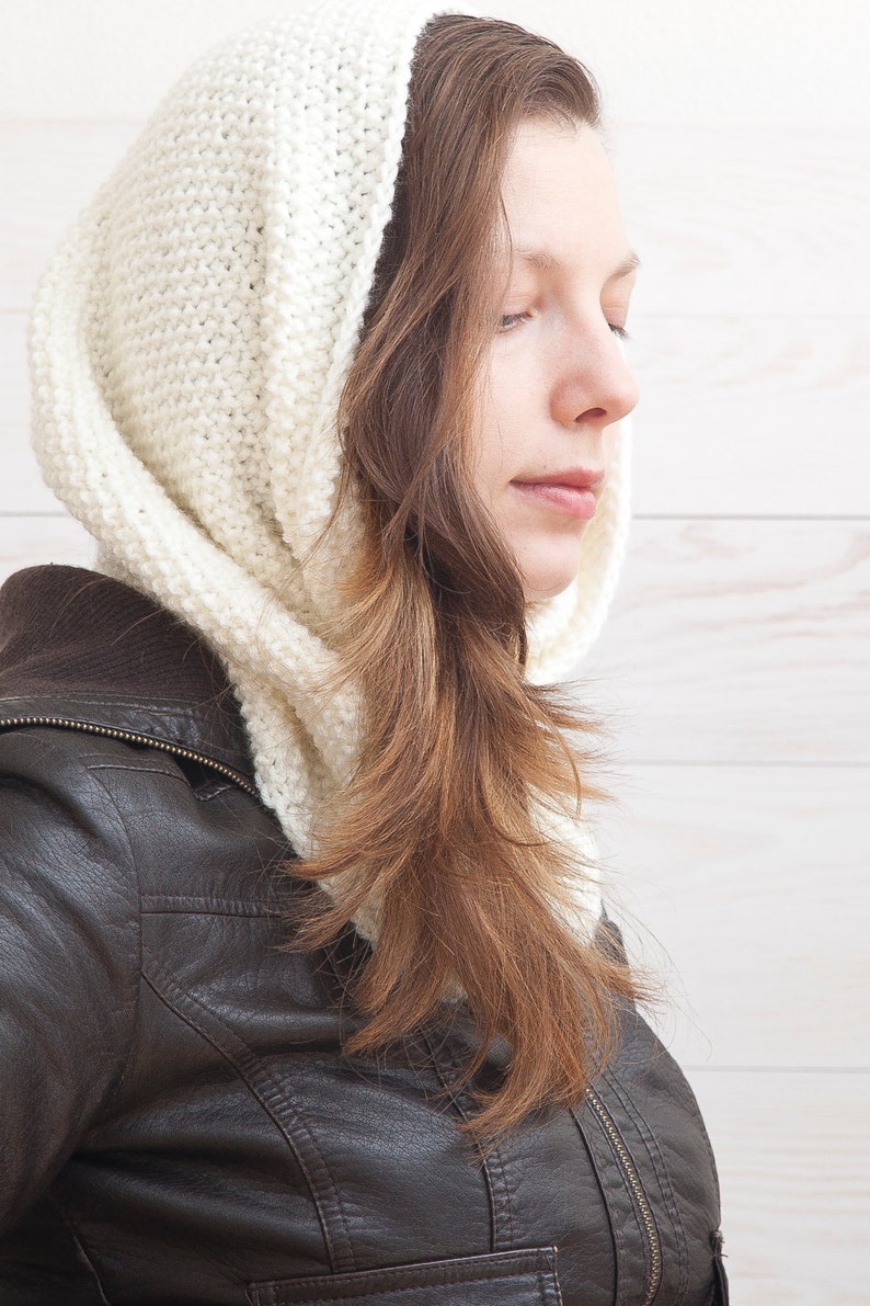 Infinity White Scarf Knit Chunky Scarf Collar Scarf Winter Etsy