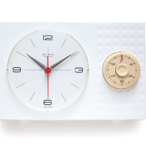 Space Age WEIMAR Kitchen CLOCK Timer Mid Century Wall East Germany Modern Atomic mcm alarm midmod 60s