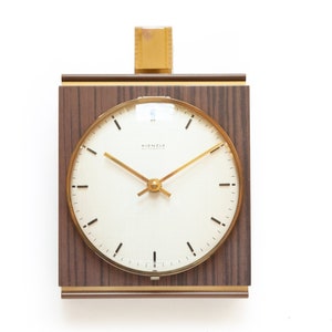 Modernistic Kienzle Wall Clock - Mid Century Art Deco 50s 60s Wood Brass Germany mcm Space Age Junghans