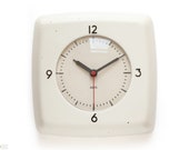 50s AEG Bauhaus Wall Clock - Germany Art Deco Mid Century Modern Space Age Bakelite 60s FUK Kitchen White