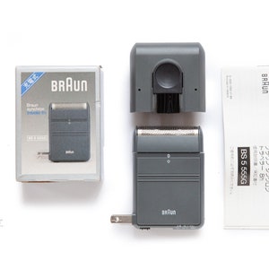 NOS Japan BRAUN SYNCHRON Shaver Pocket 8h Type 5555 Roland Ullmann design classic 80s Germany razor Box Manual