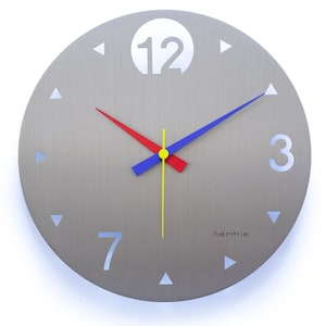 XL Postmodern HERMLE Wall Clock Memphis Sottsass Era Pop Large Germany 1980s 1990s Red Blue Bauhaus Junghans